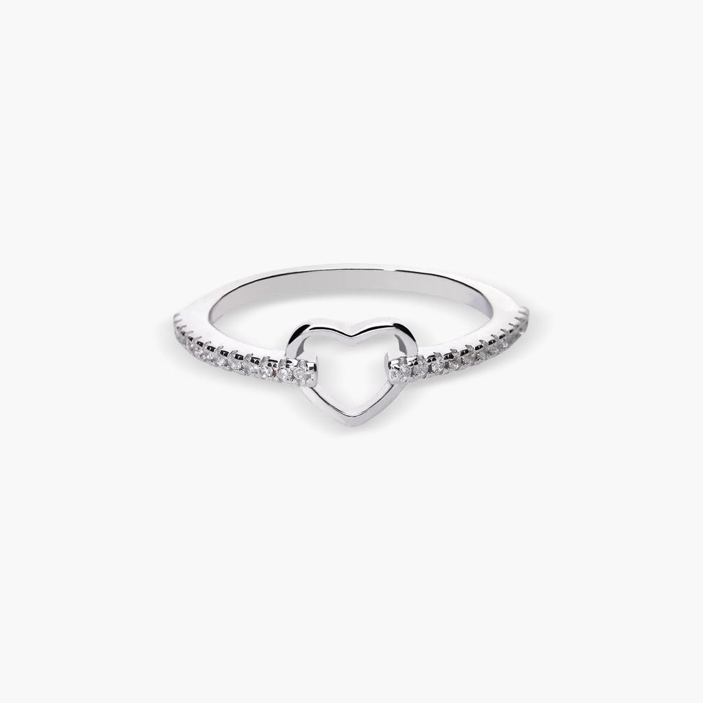 Anillo Plateado con Corazón