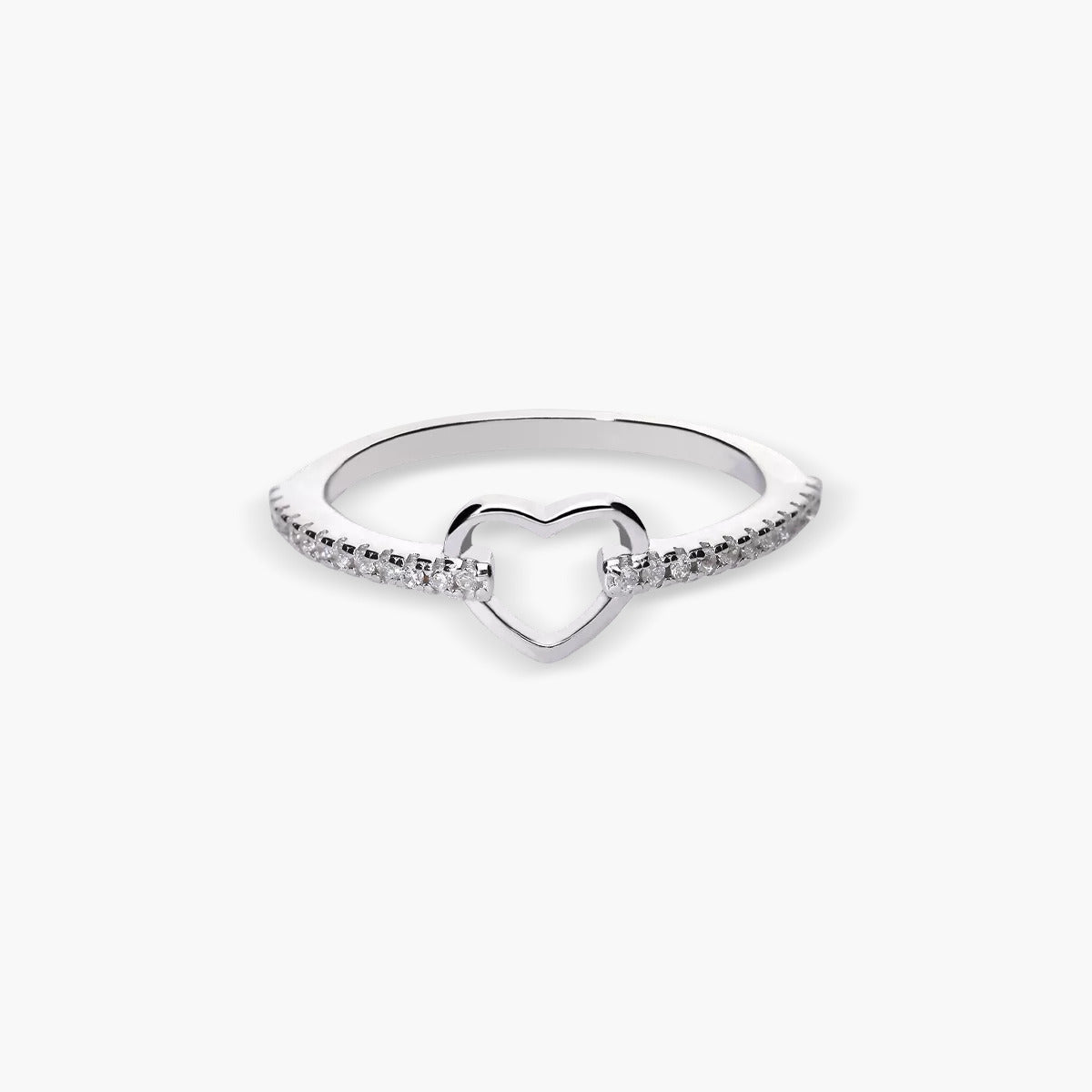 Anillo Plateado con Corazón