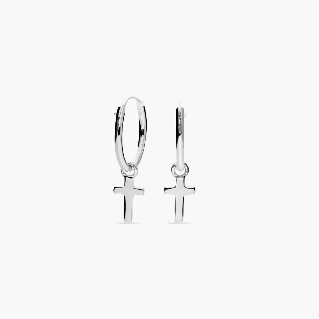 Pendientes de aro colgantes con cruz