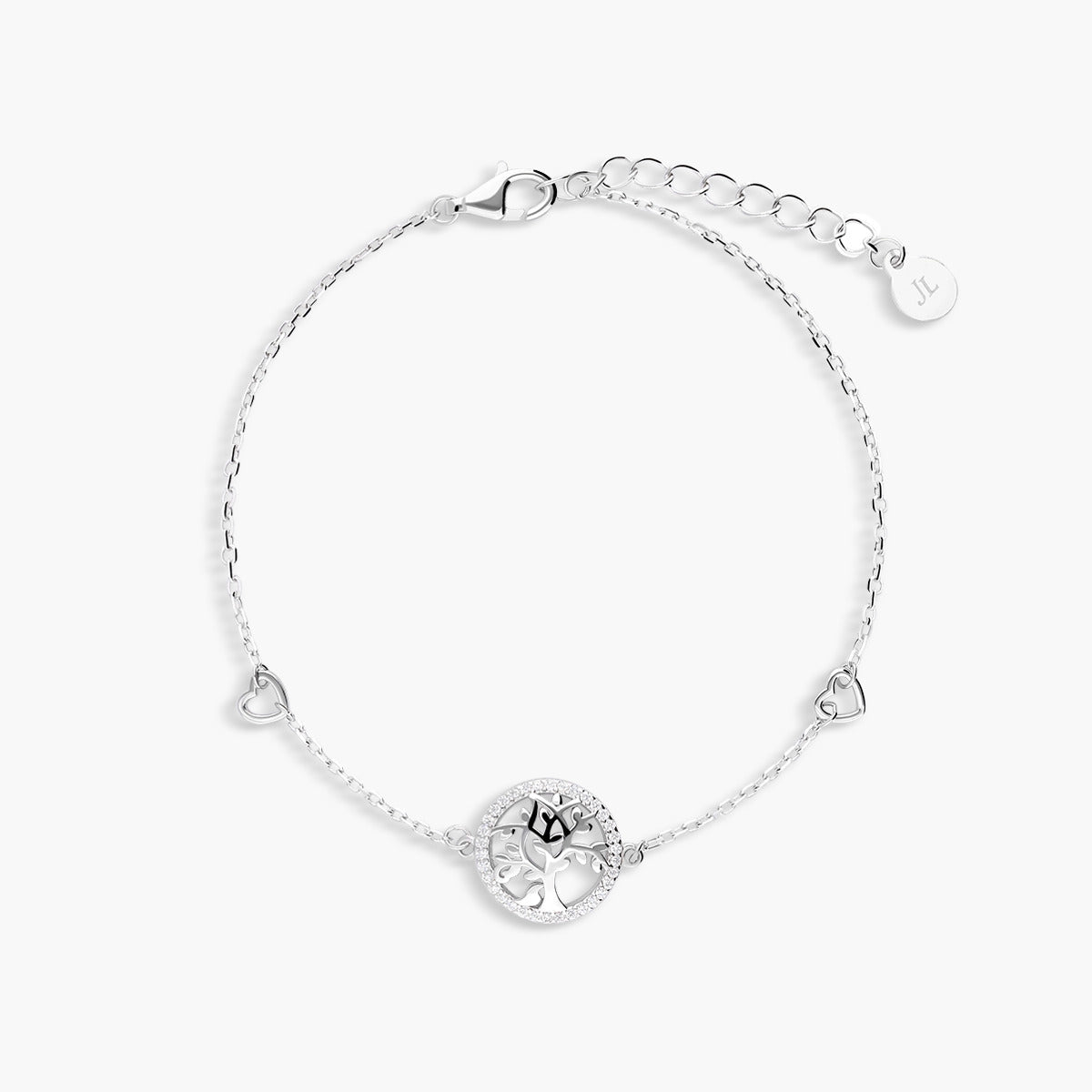 Pulsera con Circonitas, Árbol de la Vida y Corazones