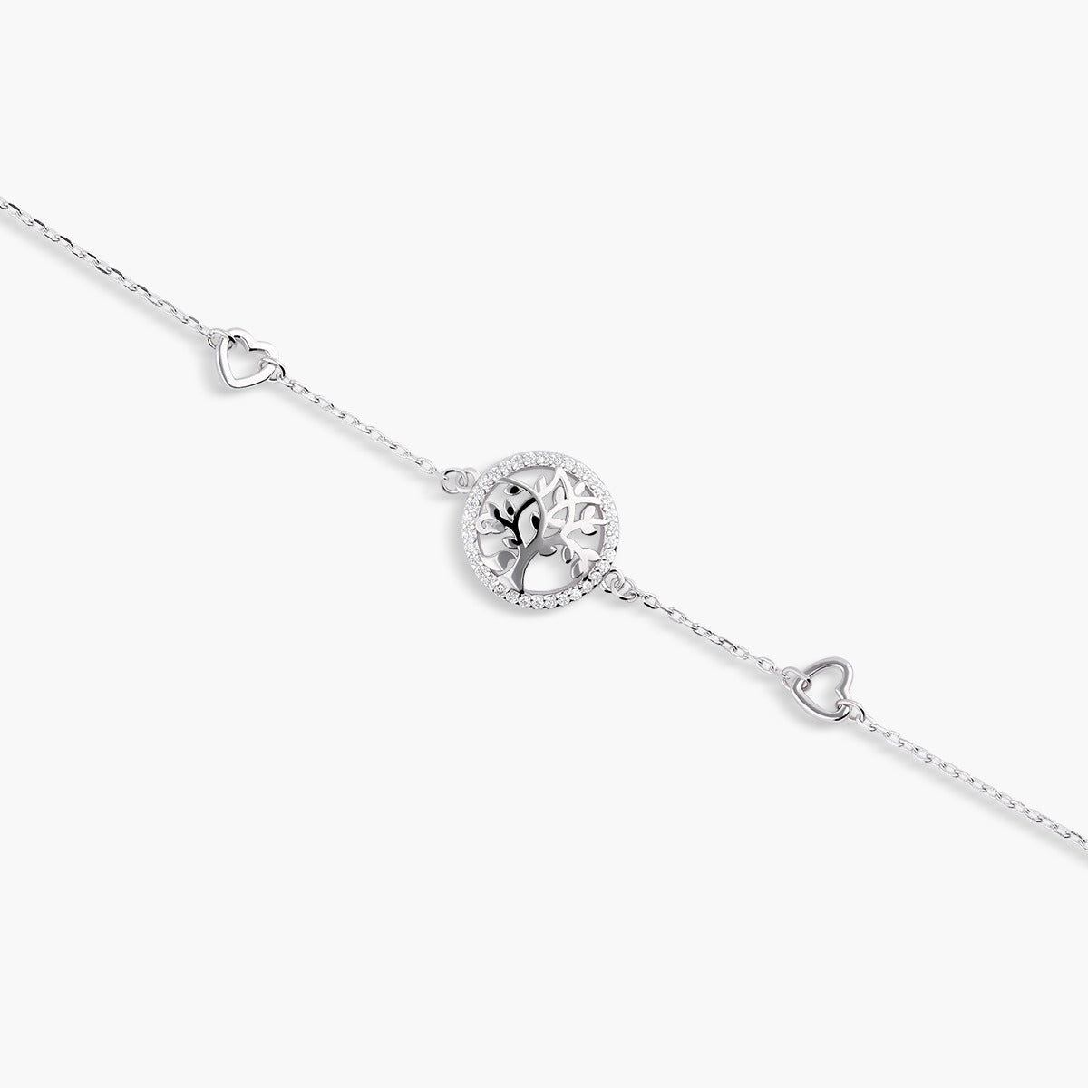 Pulsera con Circonitas, Árbol de la Vida y Corazones