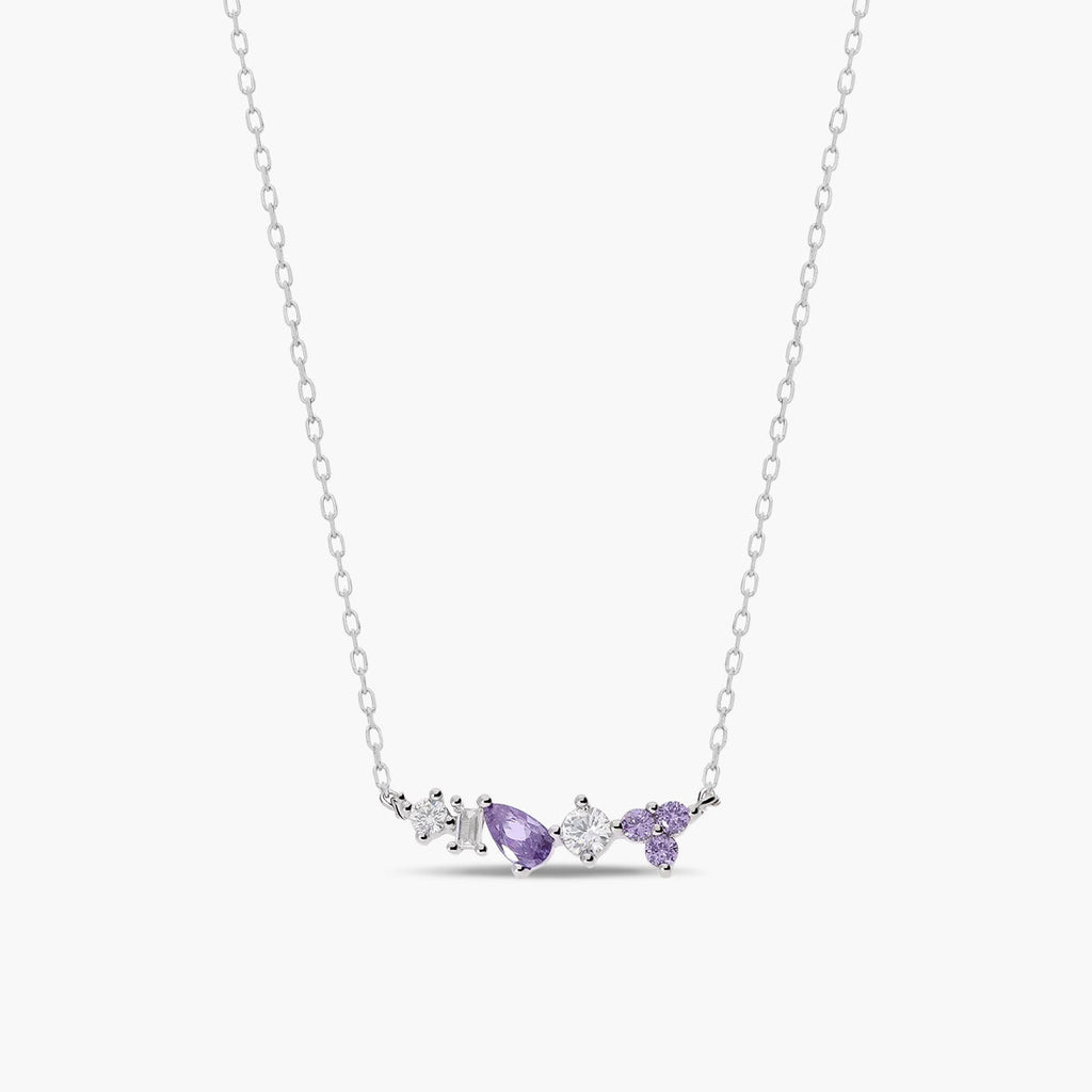 Collar con Circonitas Blancas y Violetas