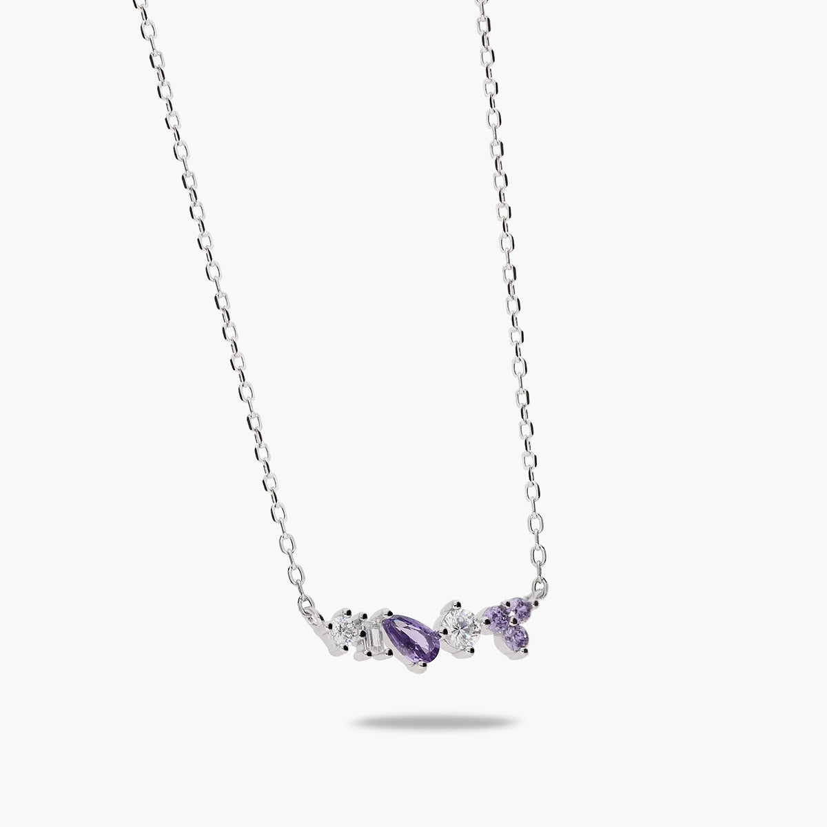 Collar con Circonitas Blancas y Violetas