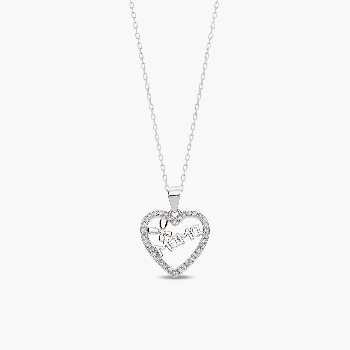 Collar Corazón “Mamá” con Circonitas